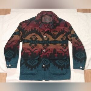 Vintage WOOLRICH Color Aztec Native Western Collared Wool Coat Jacket -Men's M/L